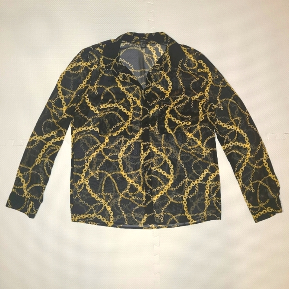 Forever 21 Sheer Chain Print Blouse